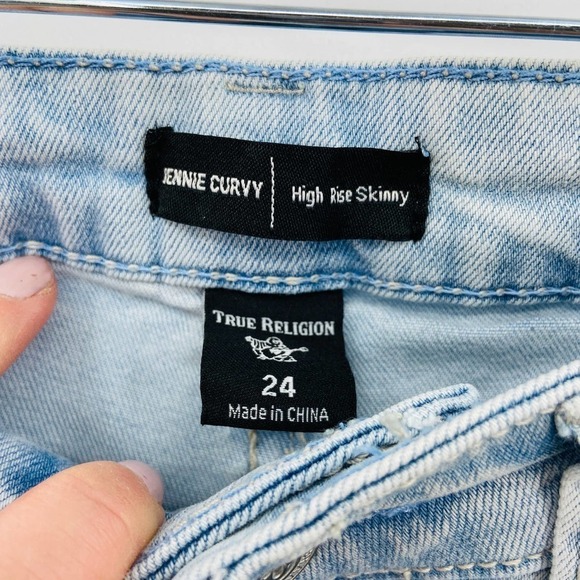 NWT TRUE RELIGION Jennie Curvy High Rise Skinny Light Blue Wash Jeans Size 24 - Picture 8 of 10